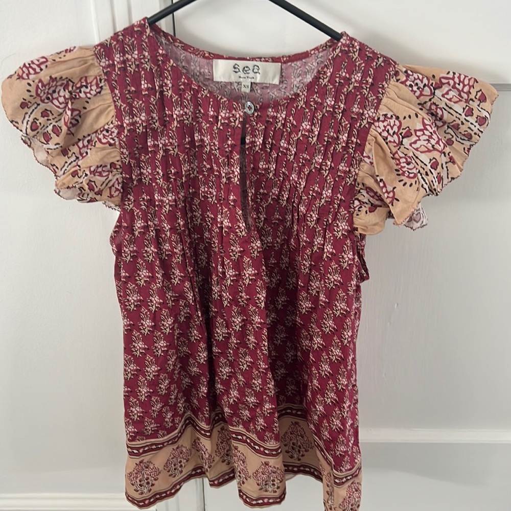 Sea Sleeveless Print Blouse